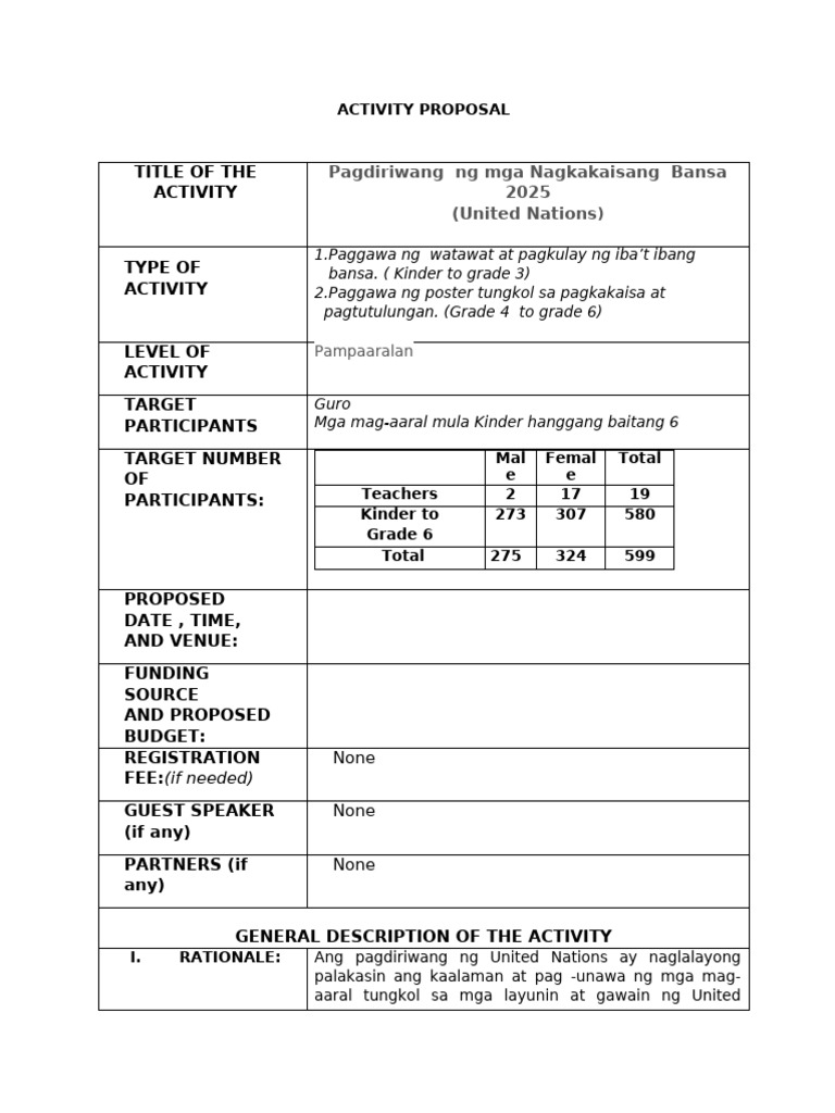 Sample United Nations Activity Proposal | PDF