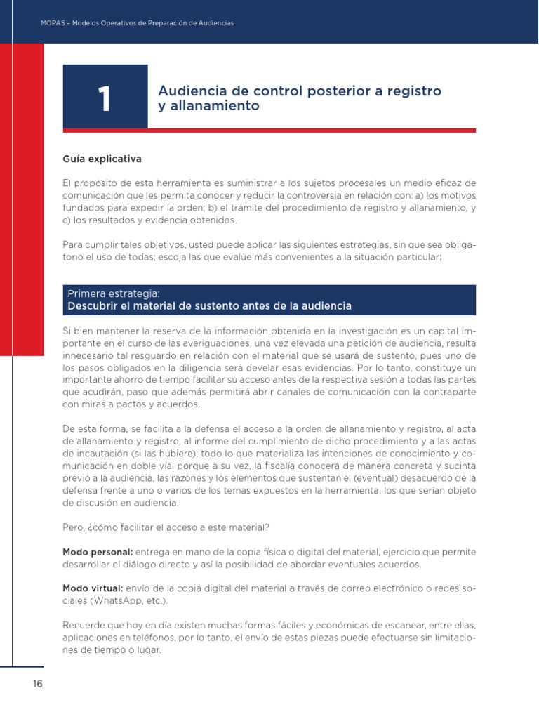 MOPA 01 Audiencia de Control Posterior A Registro y Allanamiento | PDF
