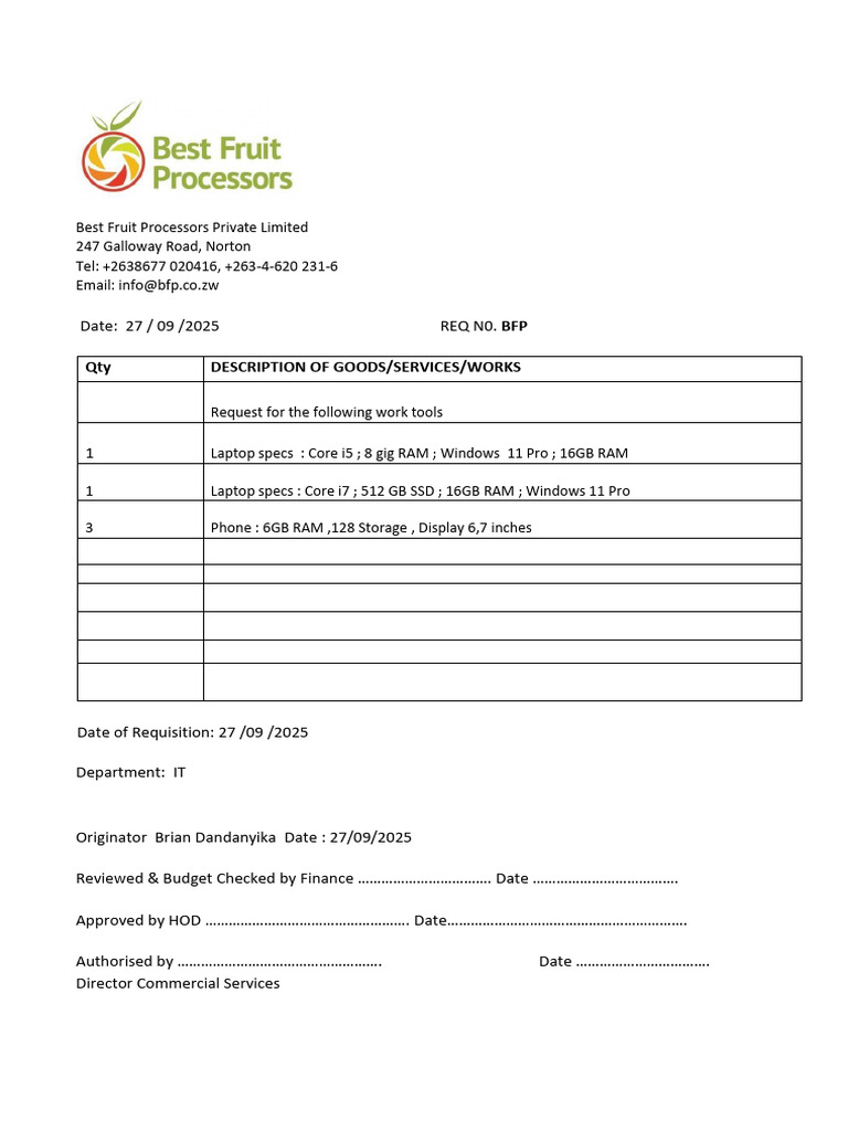 1761568070 Requisition for Work Tools (1) | PDF