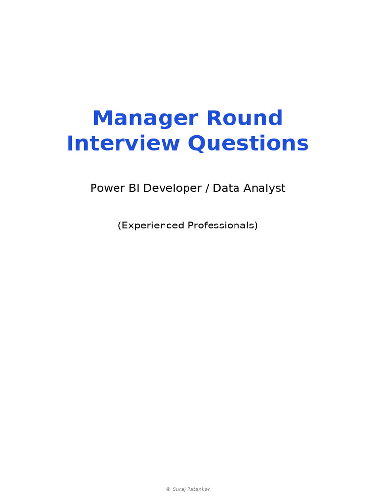 Manager Round Interview Questions For Power BI Developer | PDF