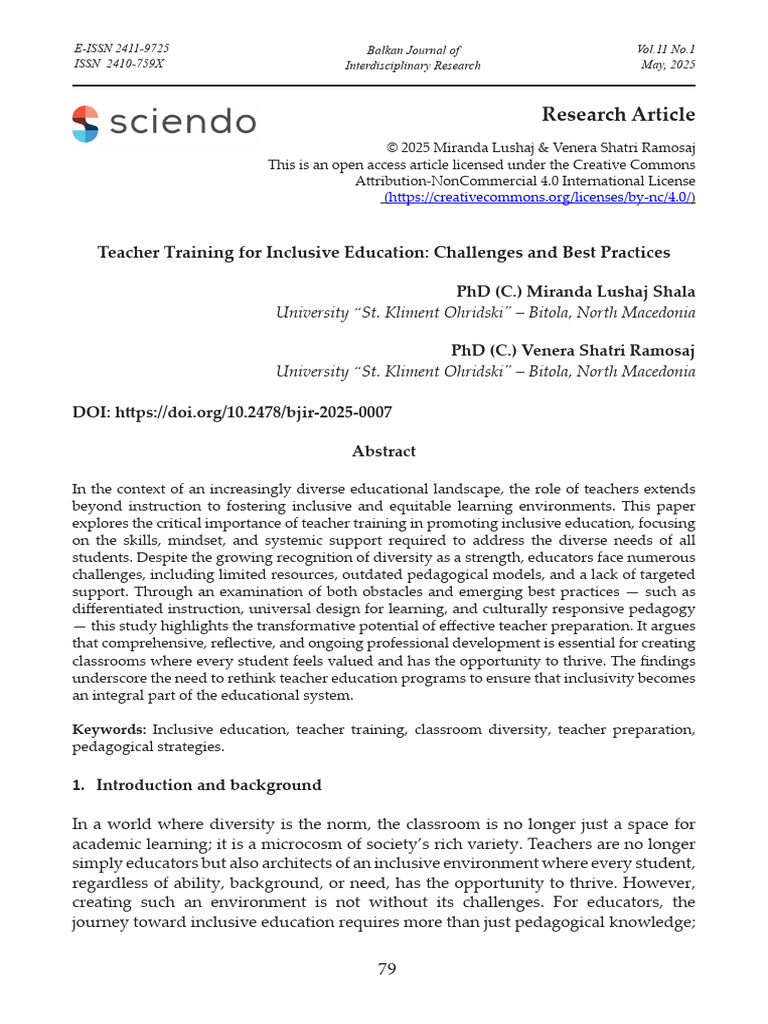 Teacher Training for Inclusive Education Challenge | PDF | Inclusion ...