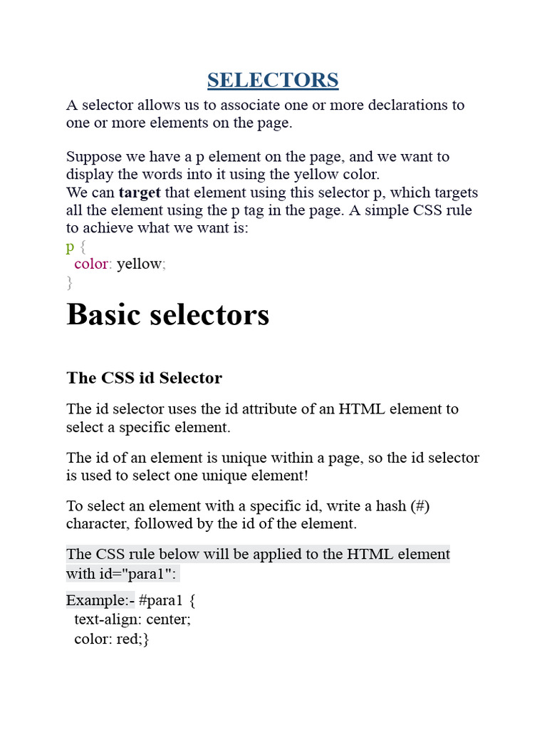 CSS Selector | PDF | Html | Html Element