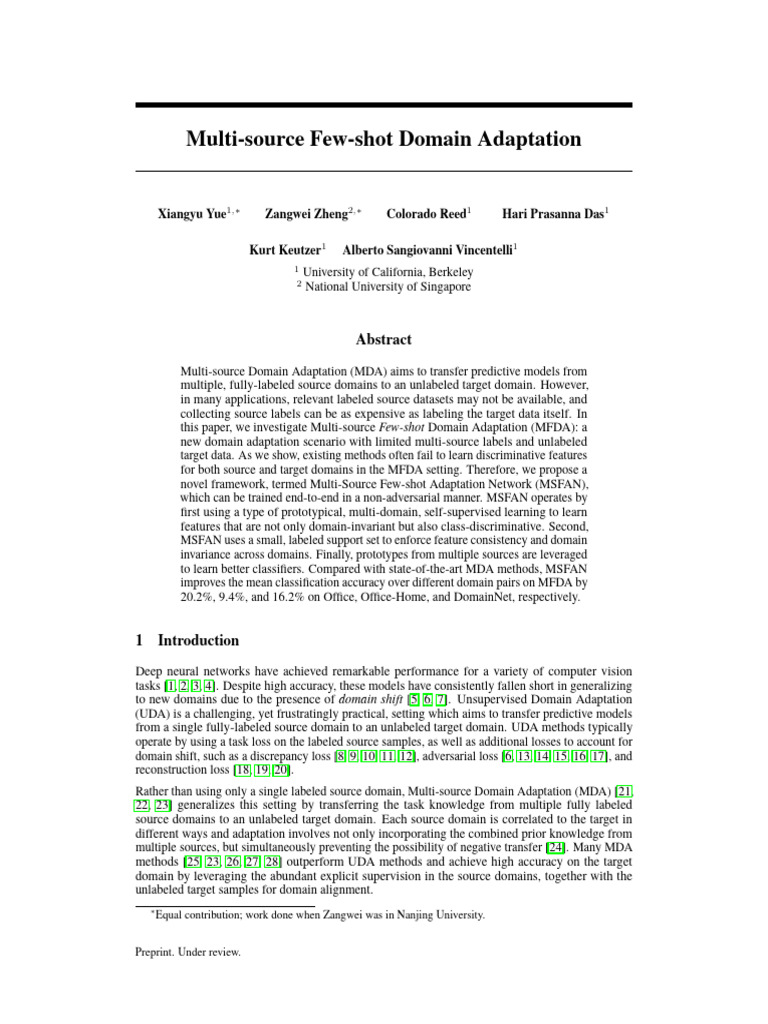 Multi Source Few Shot Domain Adaptation | PDF | Cognitive Science ...