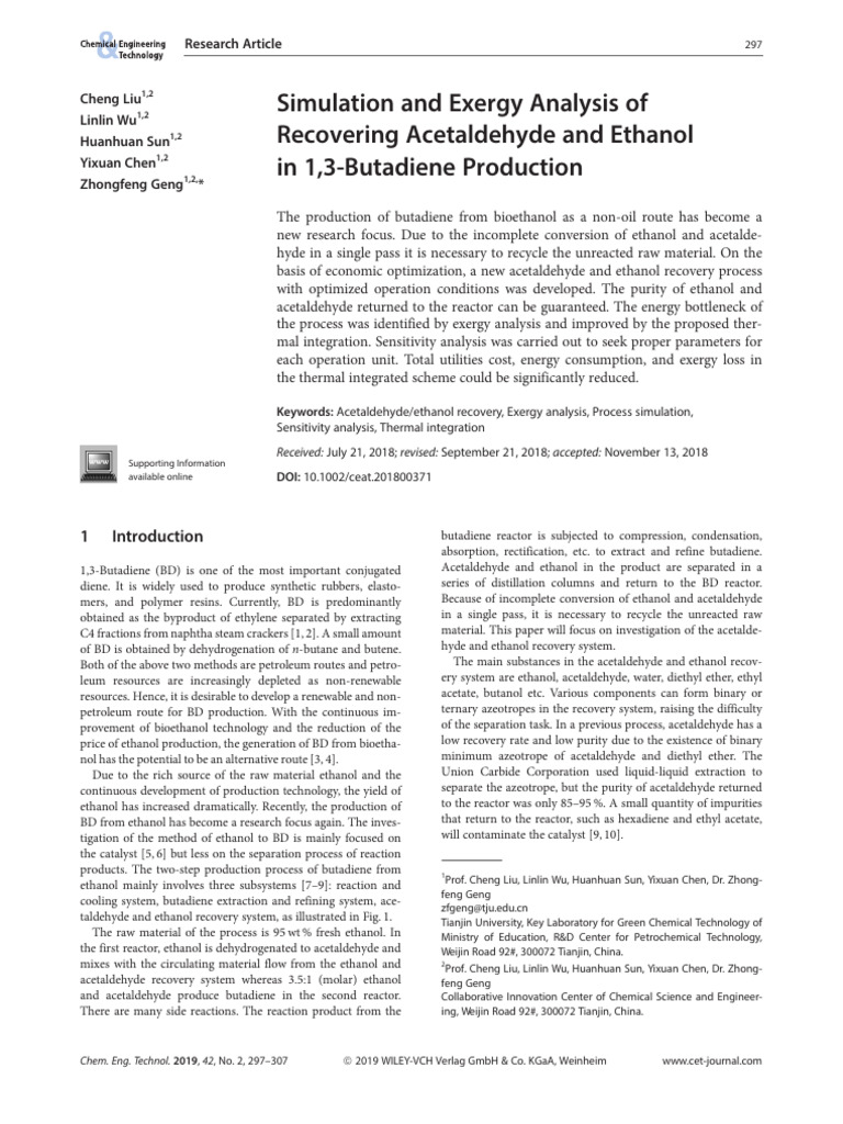 Simulation and Exergy Analysis of Recovering Aceta (2) | PDF | Ethanol ...