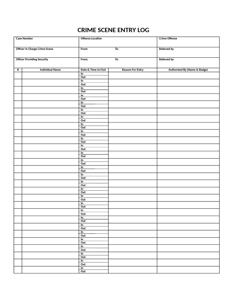 Crime Scene Entry Log | PDF