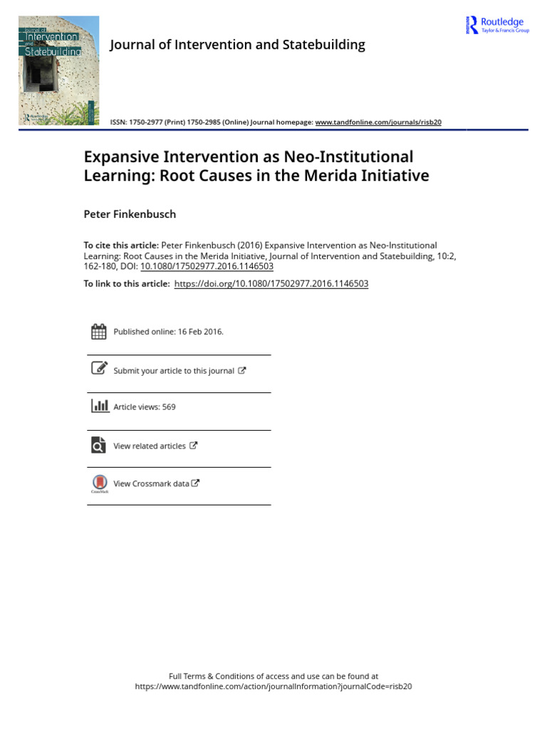 Expansive Intervention As Neo-Institutional Learning Root Causes in The ...