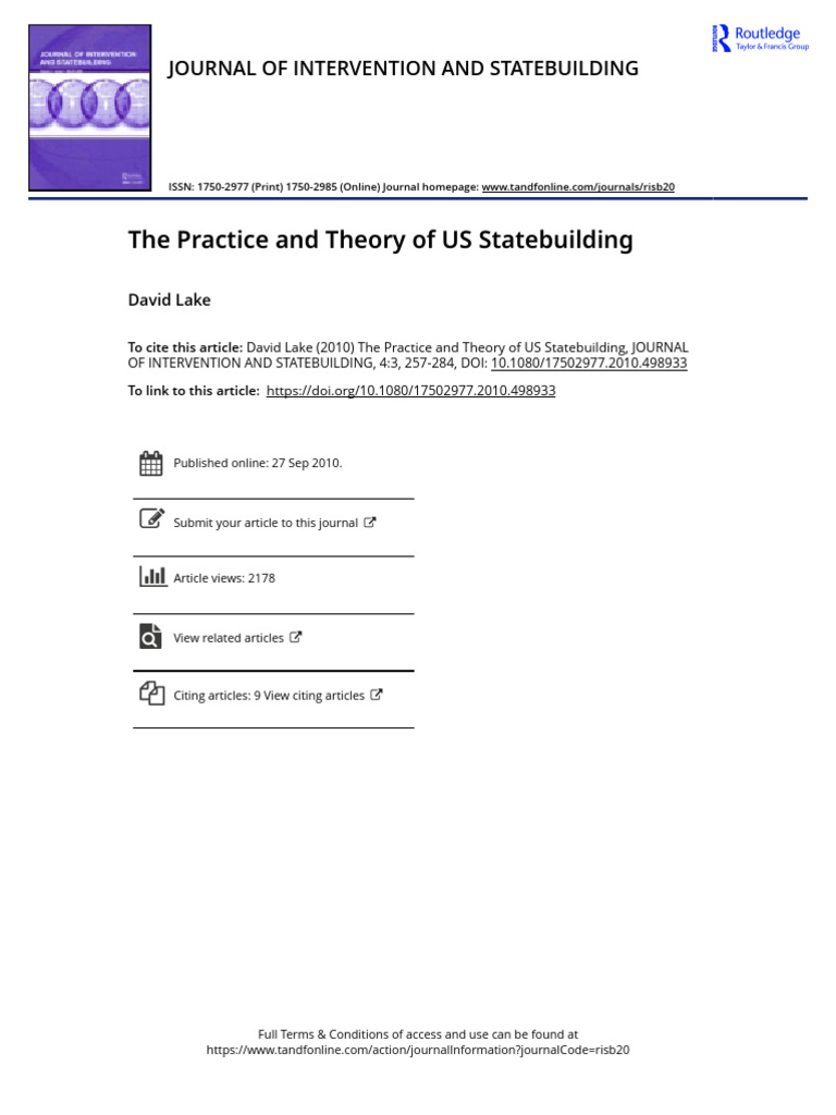 The Practice and Theory of US Statebuilding | PDF | Democracy ...