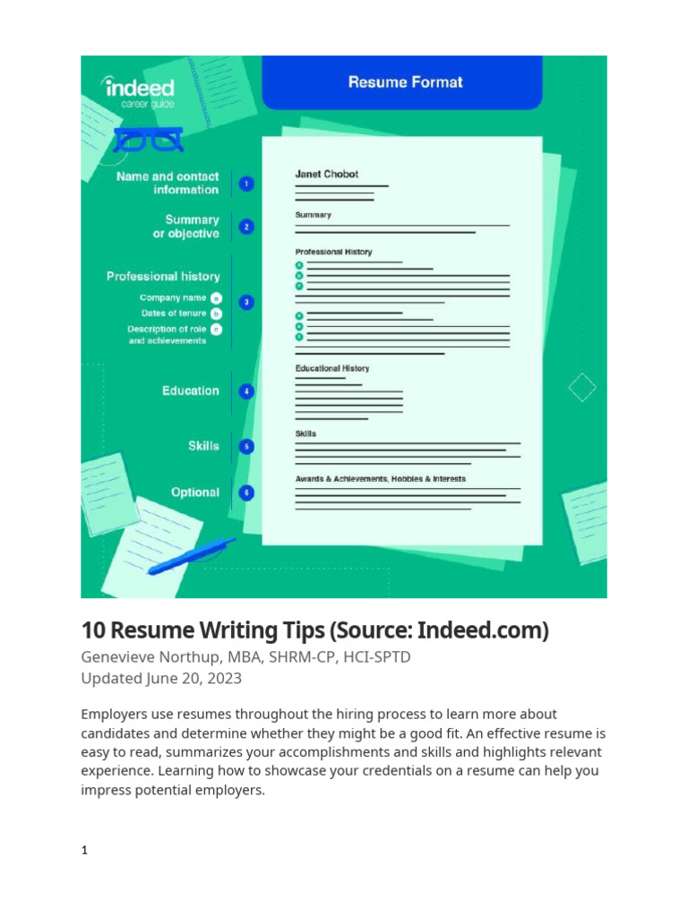 Resume - 10 Resume Writing Tips | PDF | Résumé | Proofreading