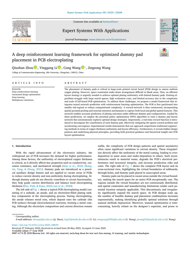 A Deep Reinforcement Learning Framework for Optimized Dummy Pad ...