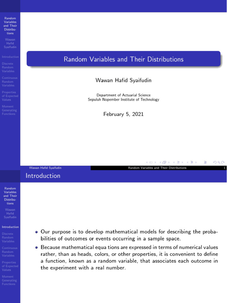 2. Random Variables and Their Distributions Annotated | PDF