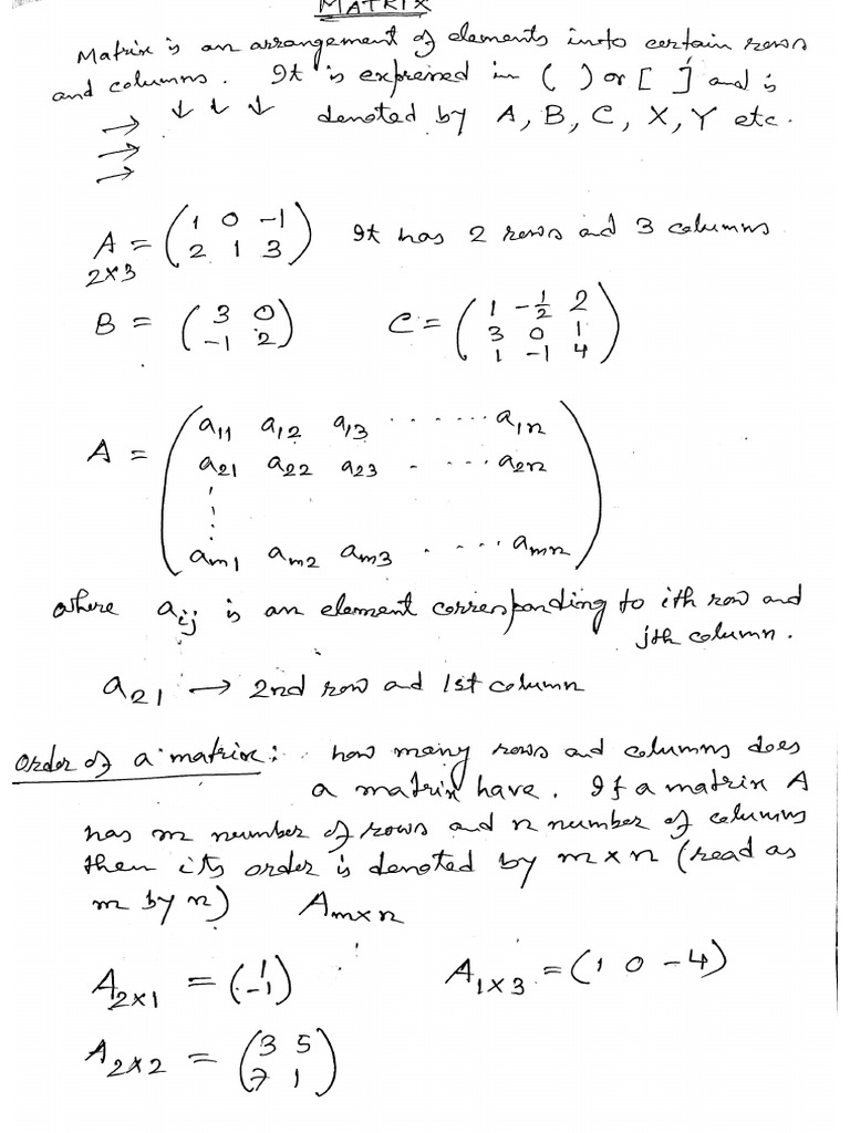 Class 12 Matrix | PDF