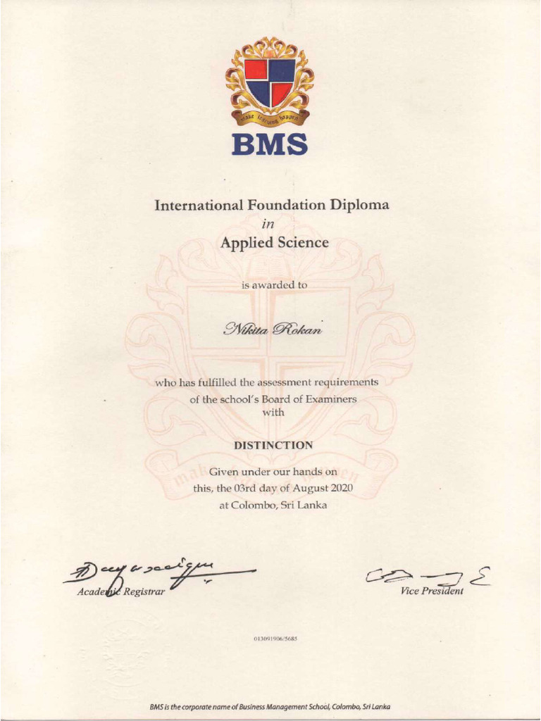 BMS Applied Science | PDF