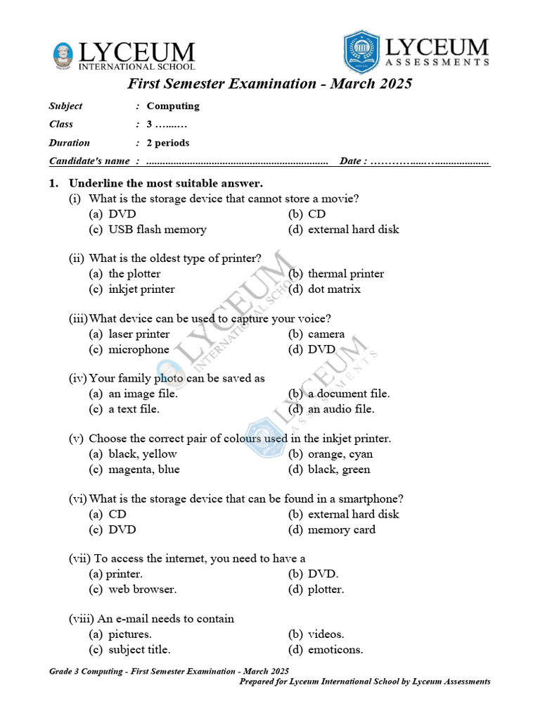 Grade - 3 Computing | PDF | Computer File | Printer (Computing)