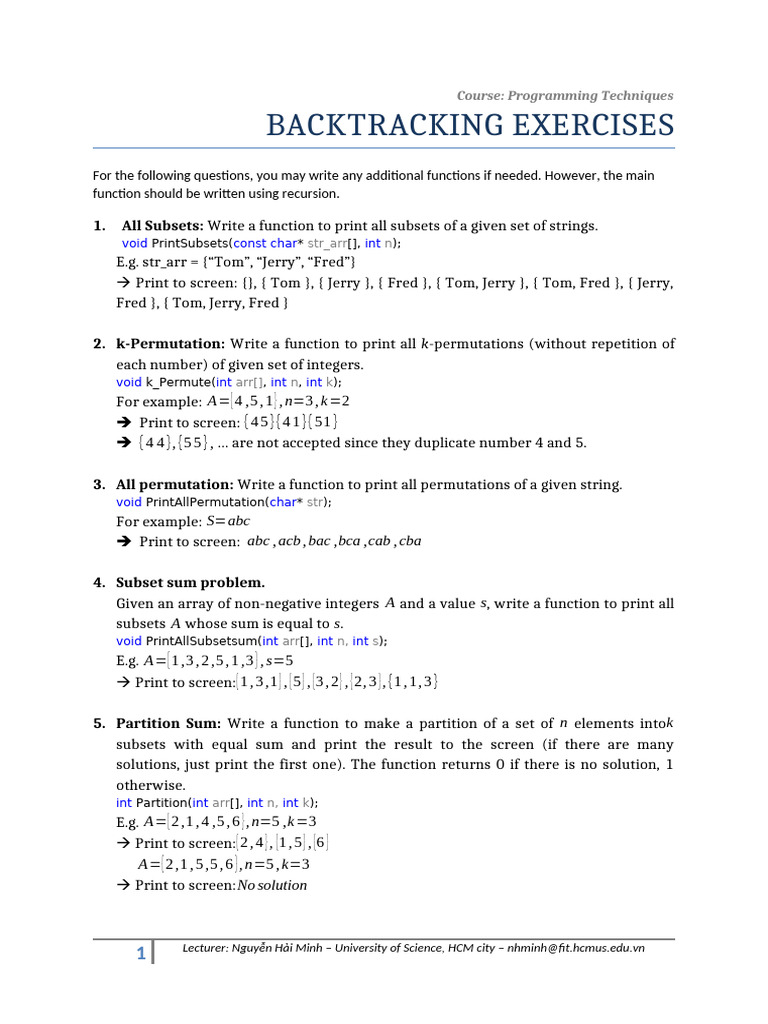 HW02 Recursion Advanced Backtracking | PDF