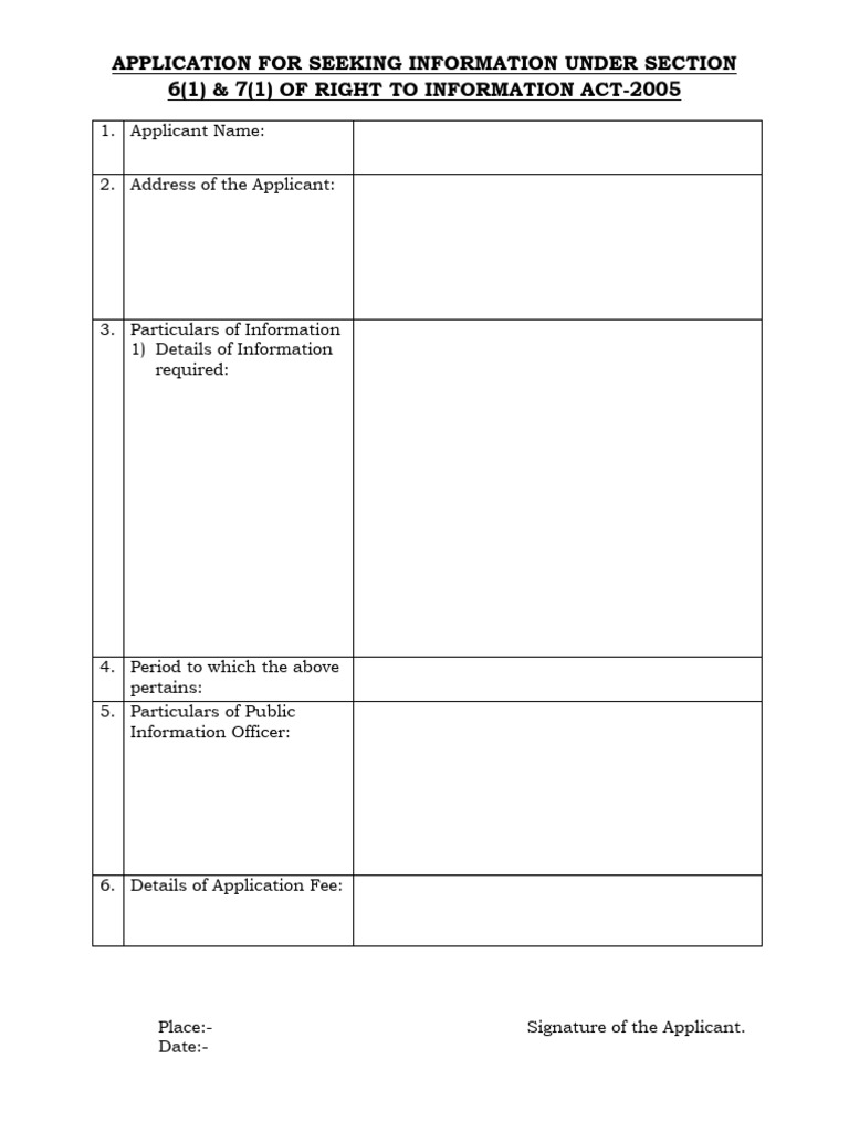 Rti Application Form in English | PDF