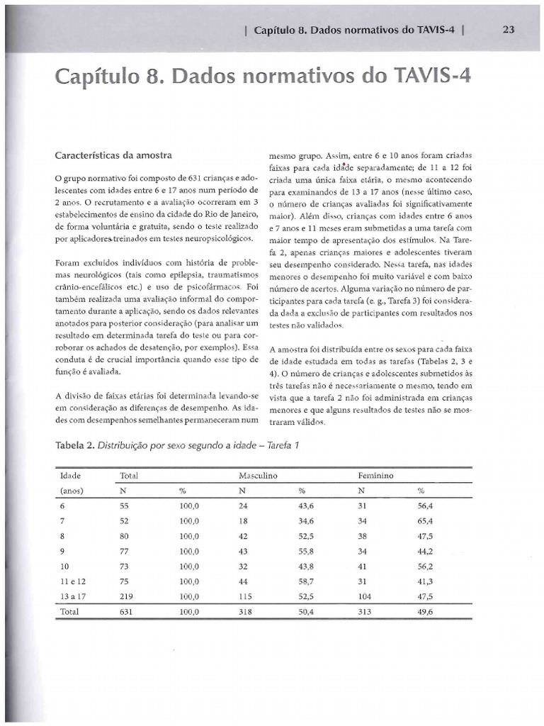 TAVIS - 4 Tabelas | PDF