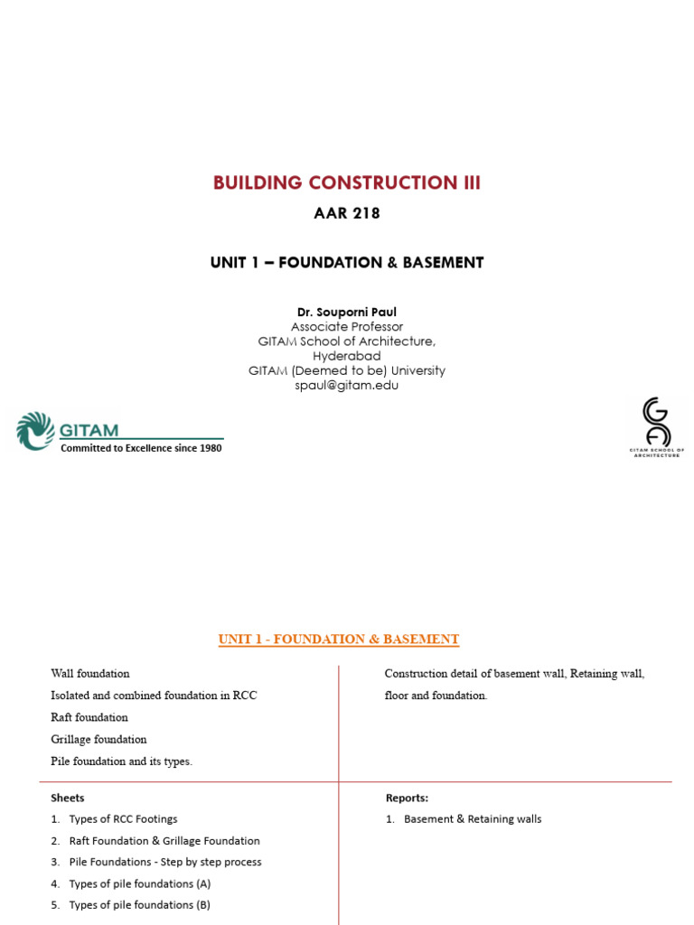 Unit 1 | PDF | Foundation (Engineering) | Basement