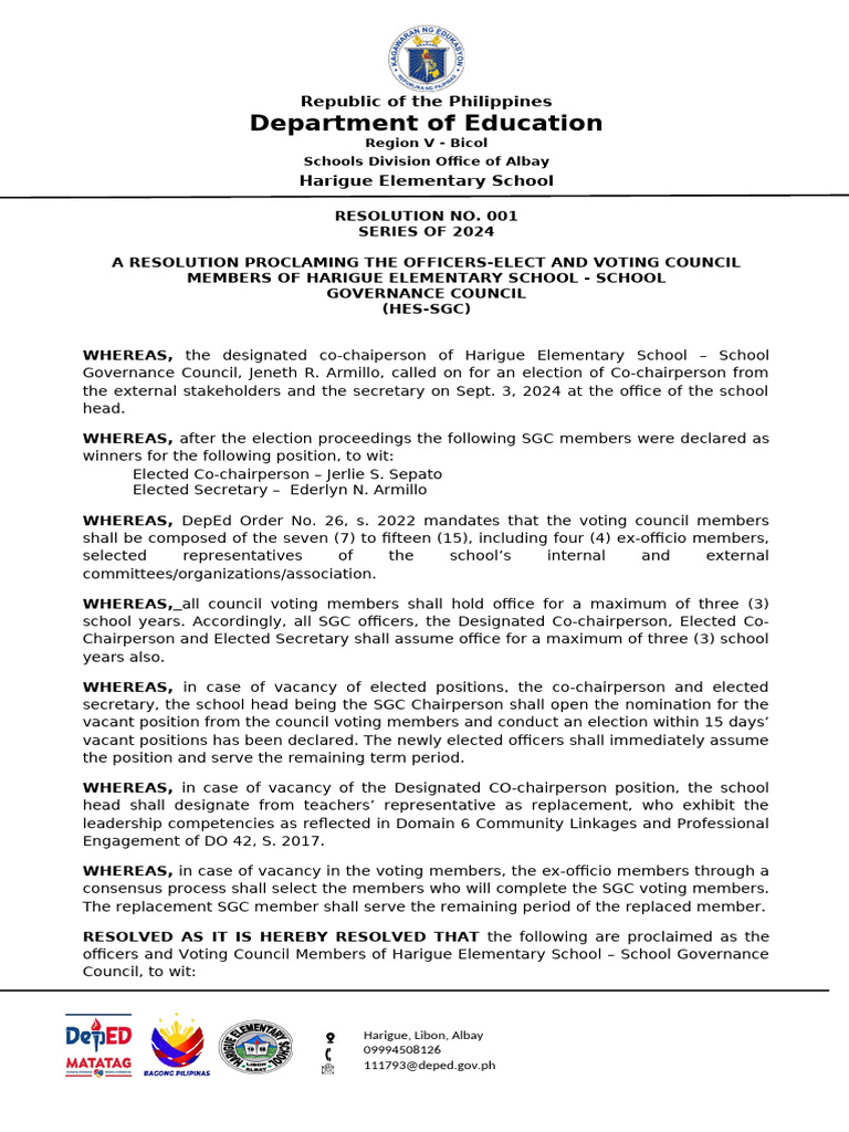 f1-b. SGC Resolution On The Official List of Members | PDF | Government