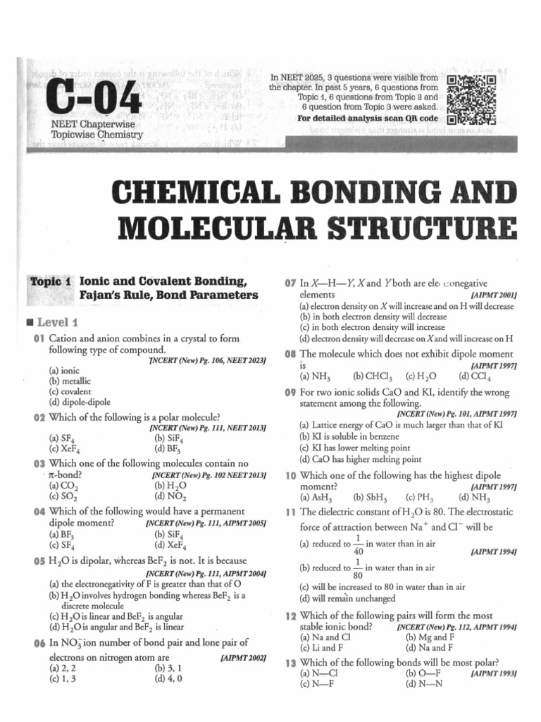 Chemical Bonding and Molecular Structure | PDF | Chemical Bond ...