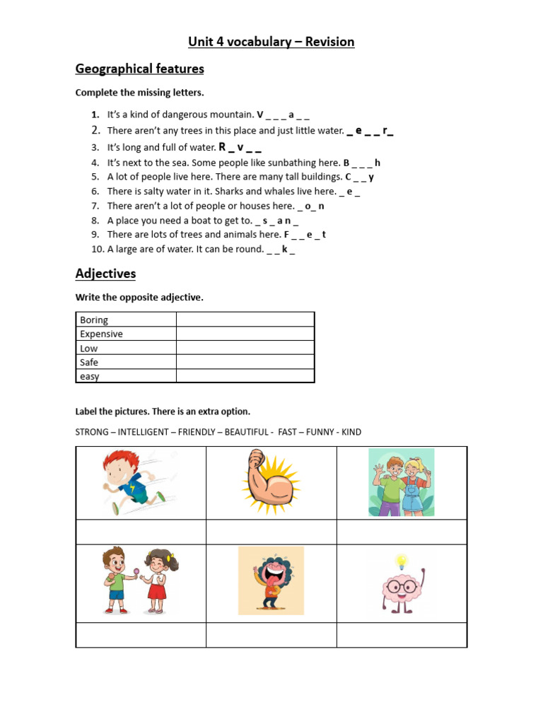Unit 4 Vocabulary REVISION | PDF
