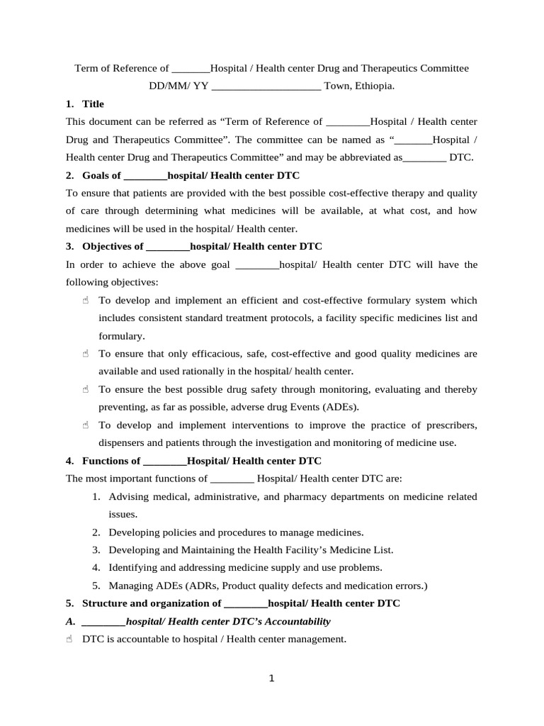 Sample DTC Tor | PDF | Therapy | Committee
