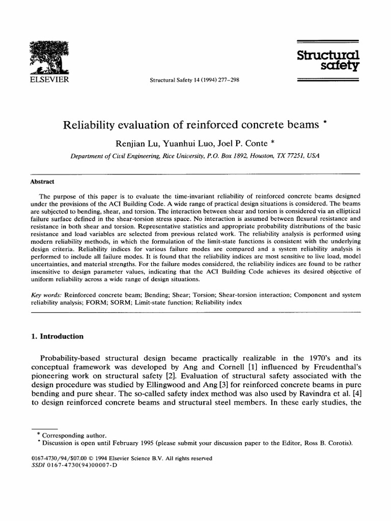 Reliability Evaluation of Reinforced Con | PDF | Reliability ...