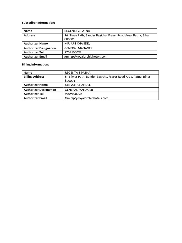Channel Manager Subscriber Information | PDF