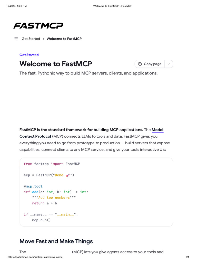 Welcome To FastMCP - FastMCP | PDF