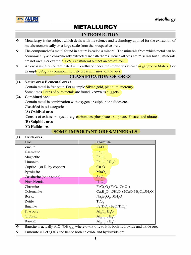 01 Metallurgy TH 1 | PDF