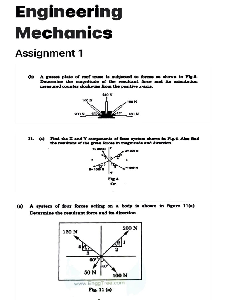 Engg Mechanics Assignment 1 | PDF