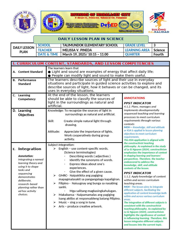 Cot2-Dlp - Science 3 | PDF | Constructivism (Philosophy Of Education ...