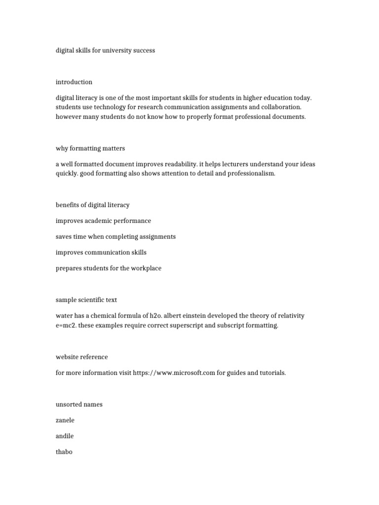 EUC Word Formatting Practice Document (1) | PDF