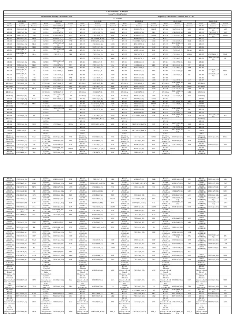 CSE Class Routine - Spring 2026 - V5.0 Final | PDF | Electronics ...