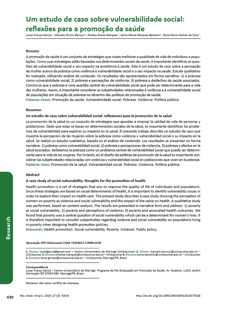 3 Vulnerabilidade Social Reflex Es para A Promo o Da Sa De-1 | PDF ...