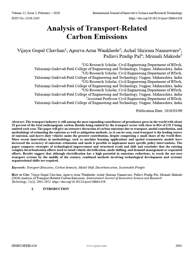 Analysis of Transport-Related Carbon Emissions | PDF | Climate Change ...