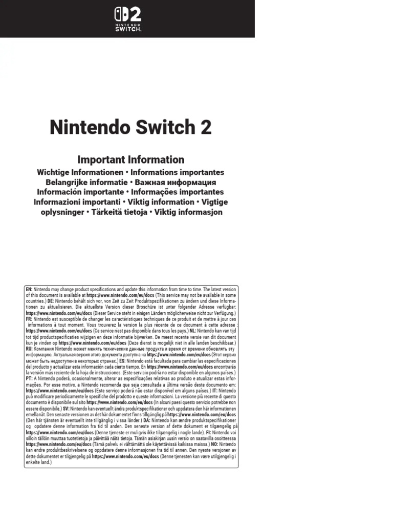 Manual de Usuario Nintendo Switch 2 (Español - 37 Páginas) | PDF