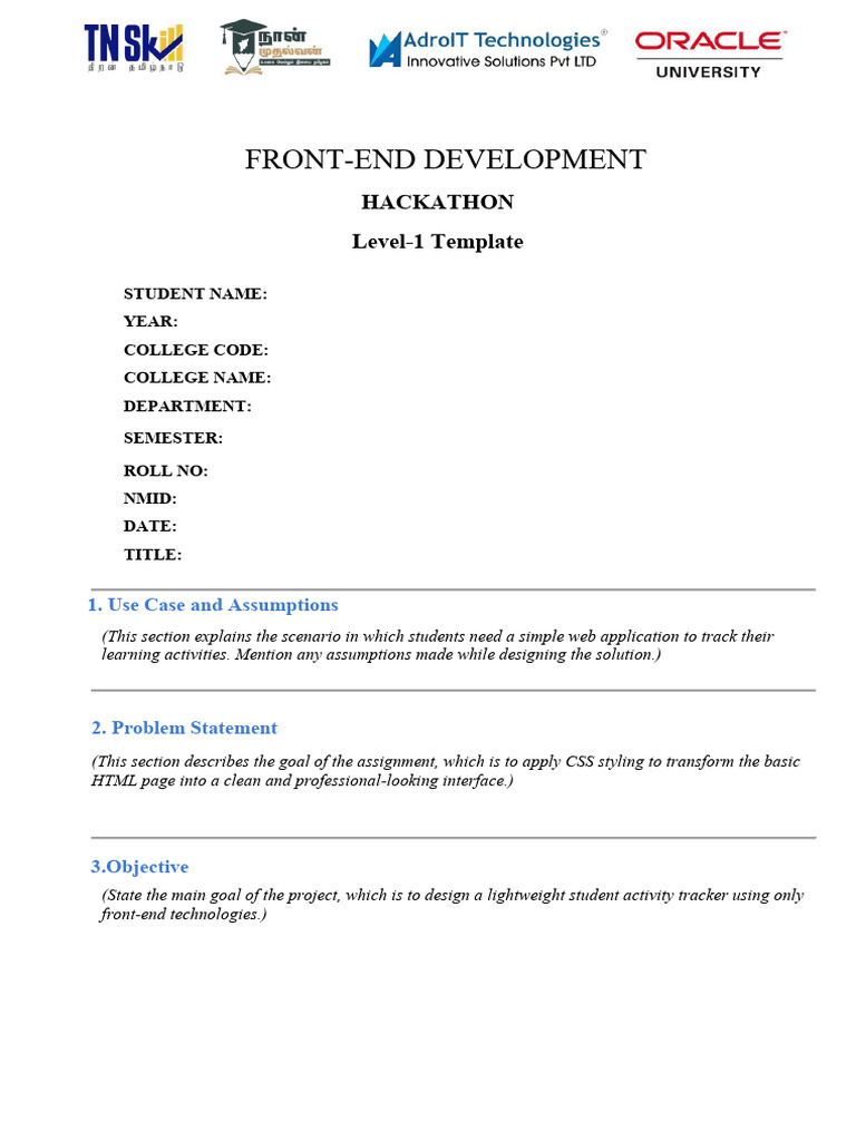 FE Hackathon Level 1 Template | PDF | Usability | Systems Architecture