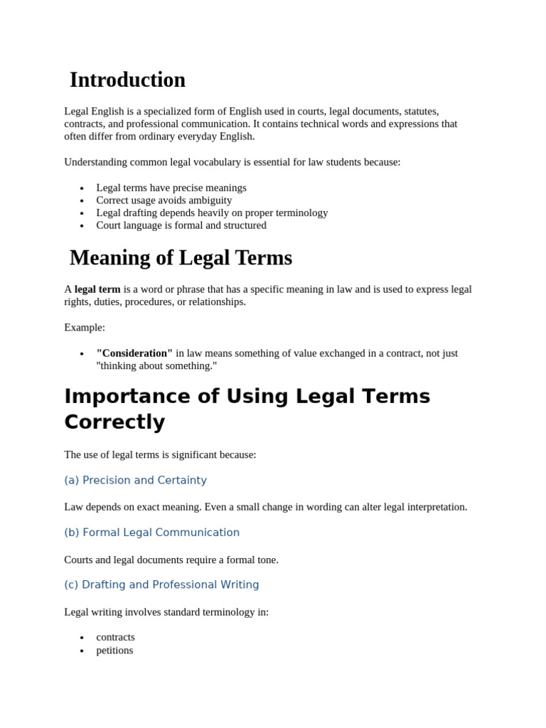 Sem 2 Notes - Use of Legal Terms | PDF | Lawsuit | Summons