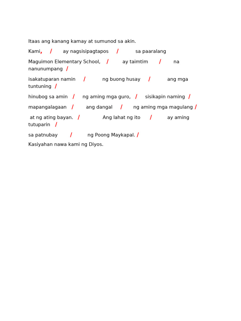 Pledge of Loyalty Tagalog | PDF