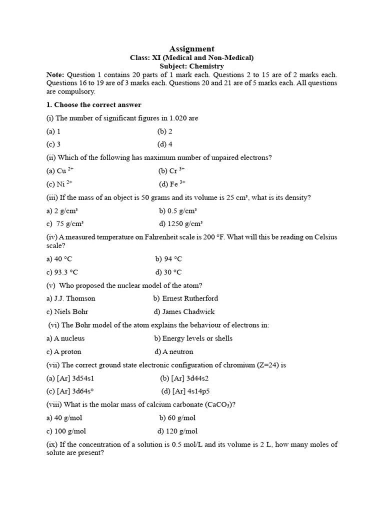 Assignment Chemistry | PDF