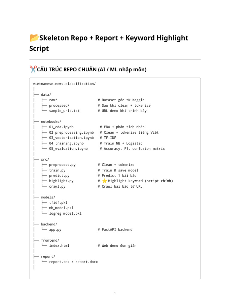 Vietnamese News Classification – Skeleton Repo & Scripts | PDF