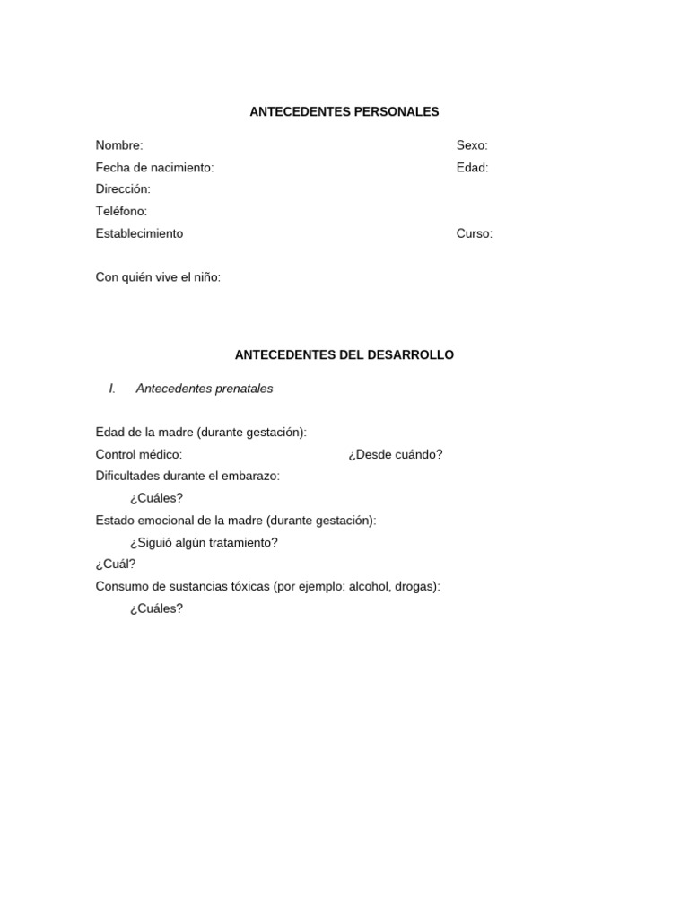 Anamnes Is | PDF | Comportamiento | Infantes