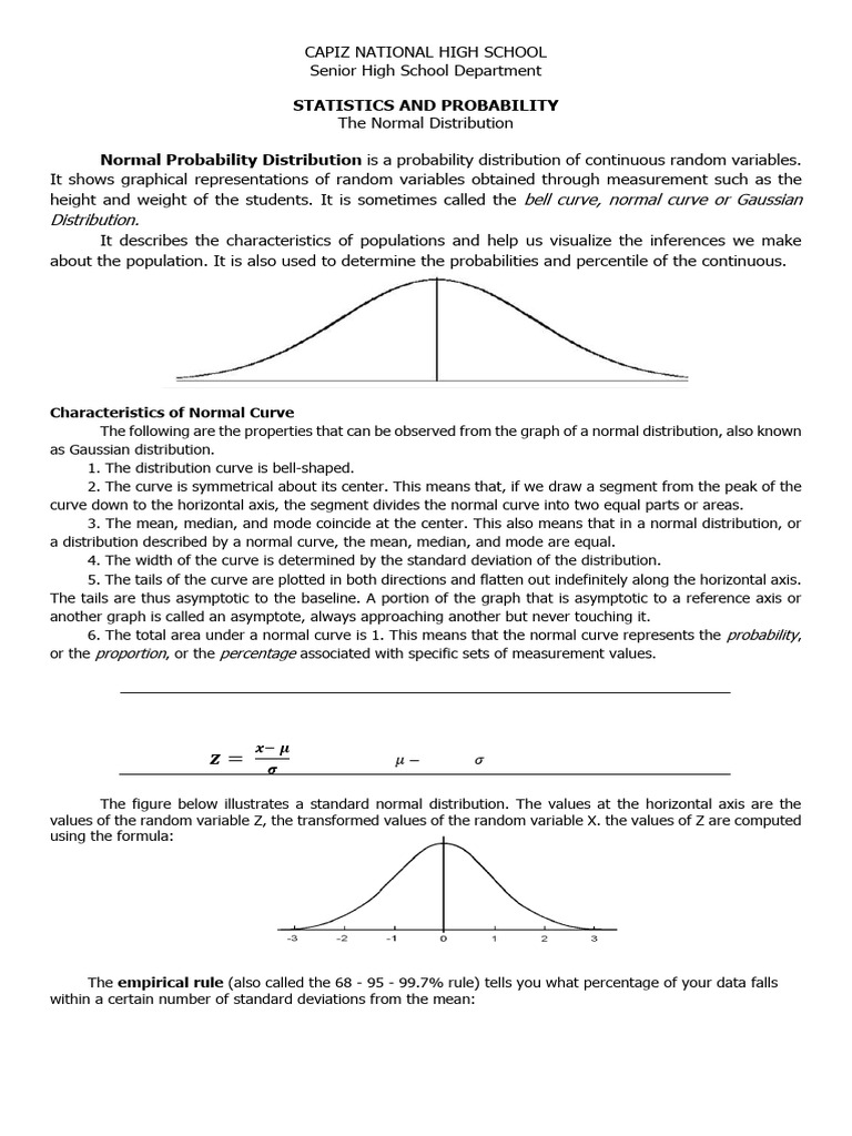 Normal Distribution Plus Z Table | PDF | Normal Distribution ...