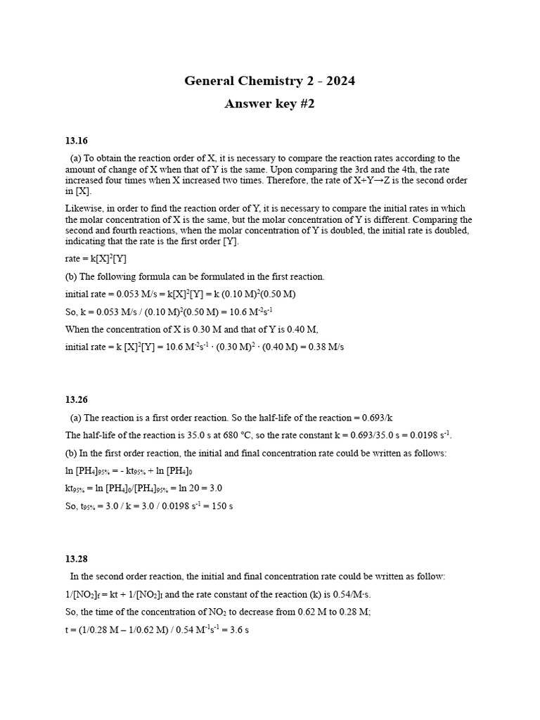 General Chemistry 2 (2024) Report-2 Answer Sheet | PDF | Reaction Rate ...
