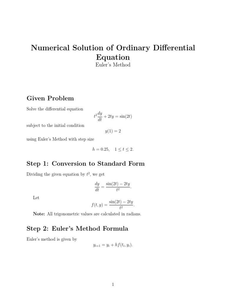 Euler S Method | PDF | Numerical Analysis | Differential Equations