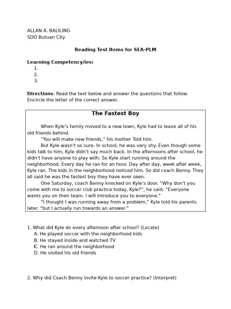 Baliling Reading Sea-plm | PDF