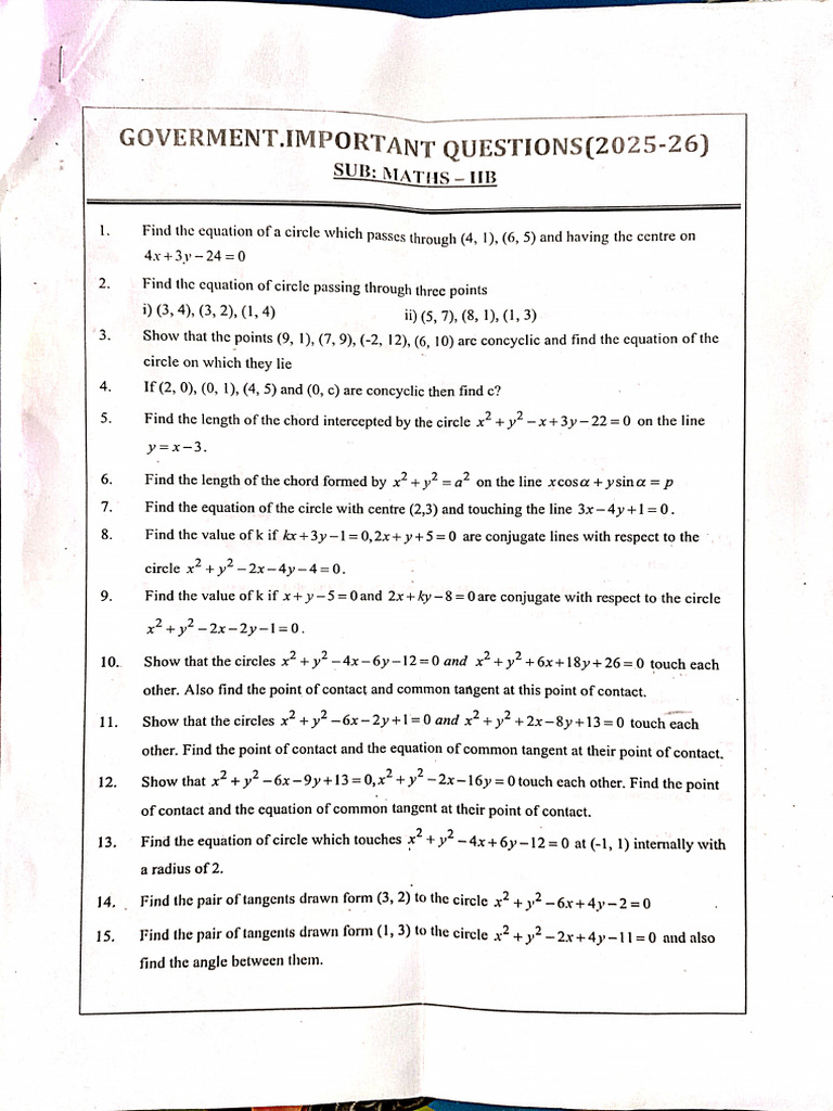 Govt. CLG IMP Question Papers | PDF