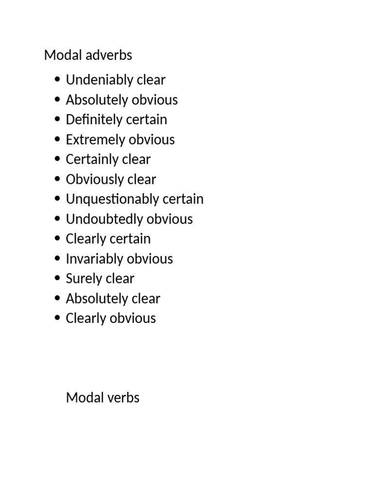Modal Adverbs | PDF