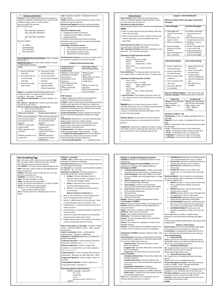+2 Short Notes | PDF | Pointer (Computer Programming) | Queue (Abstract ...