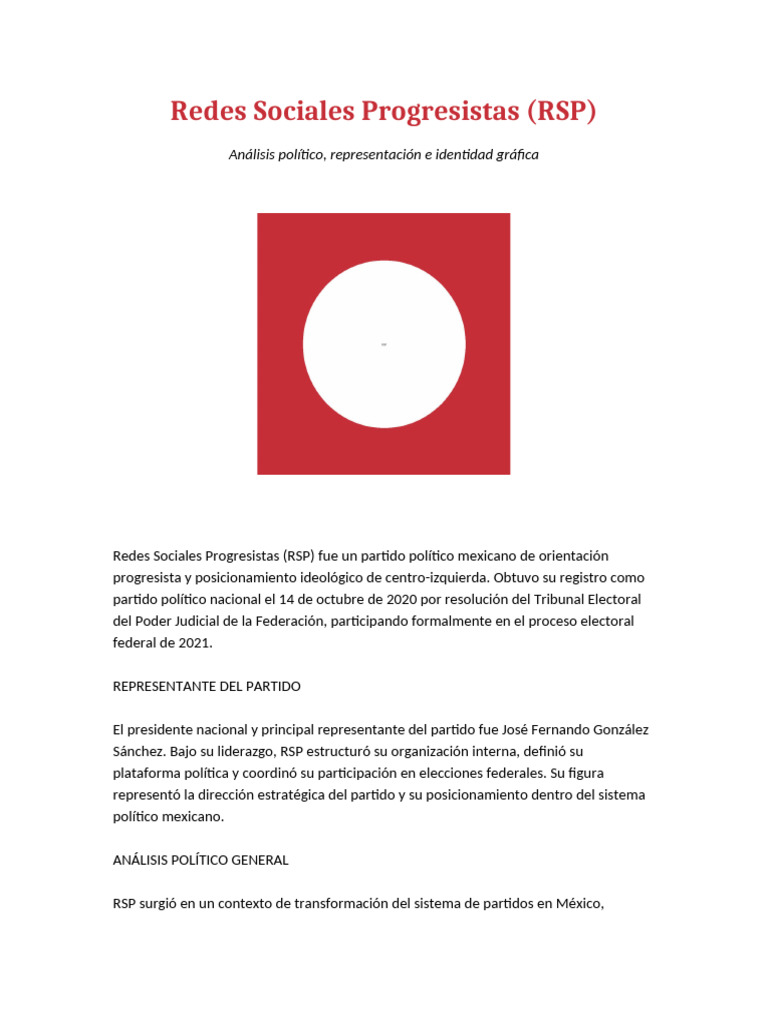 Partido RSP Analisis Final | PDF | Politica de mexico | México